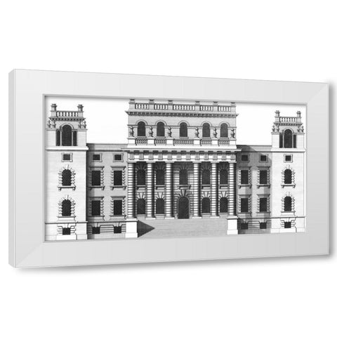 Custom Vintage Facade Blueprint VI White Modern Wood Framed Art Print by Hulsburgh, H.