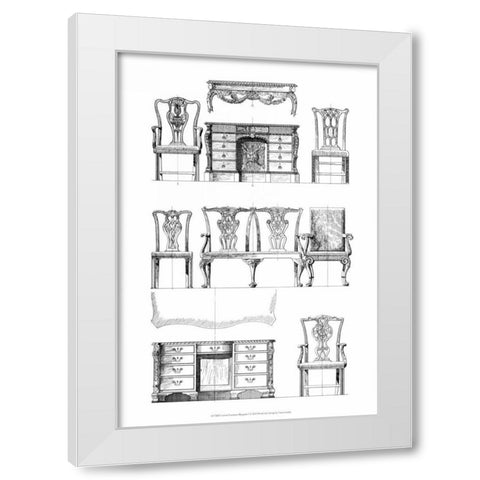 Custom Furniture Blueprint I White Modern Wood Framed Art Print by Vision Studio