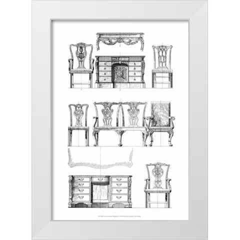 Custom Furniture Blueprint I White Modern Wood Framed Art Print by Vision Studio