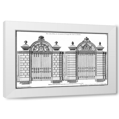 Custom Neufforge Gate Blueprint I White Modern Wood Framed Art Print by Neufforge