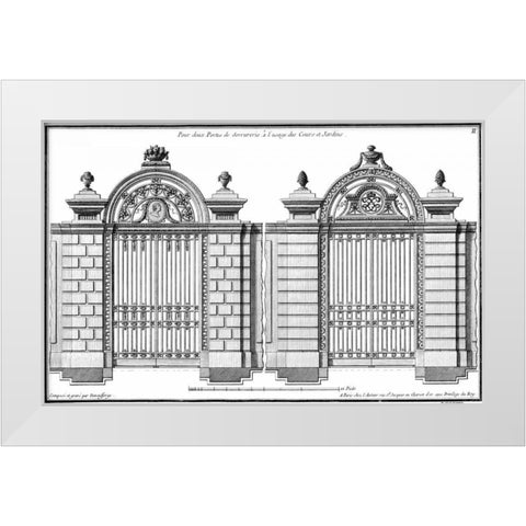 Custom Neufforge Gate Blueprint I White Modern Wood Framed Art Print by Neufforge