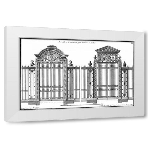 Custom Neufforge Gate Blueprint II White Modern Wood Framed Art Print by Neufforge