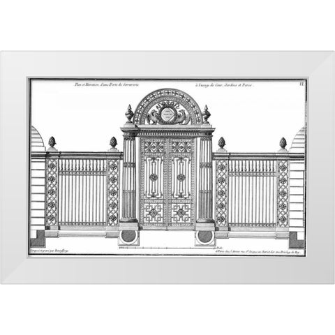 Custom Neufforge Gate Blueprint IV White Modern Wood Framed Art Print by Neufforge