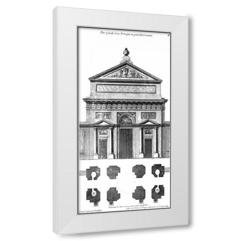 Custom Palace Facade Blueprint I White Modern Wood Framed Art Print by Vision Studio