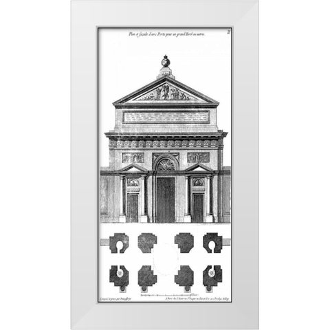 Custom Palace Facade Blueprint I White Modern Wood Framed Art Print by Vision Studio