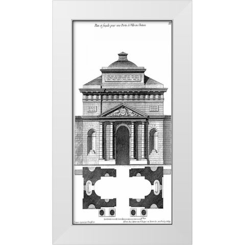 Custom Palace Facade Blueprint II White Modern Wood Framed Art Print by Vision Studio