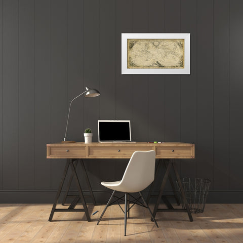 World Discoveries Map White Modern Wood Framed Art Print by Jeffreys, T.