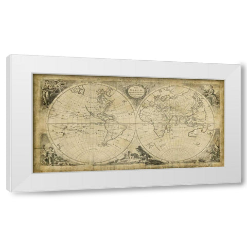 World Discoveries Map White Modern Wood Framed Art Print by Jeffreys, T.