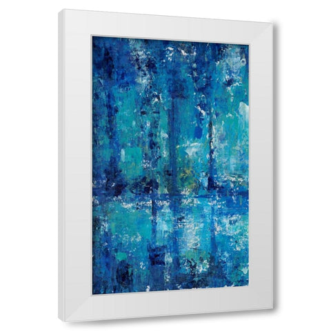 Blue Reflection Triptych I White Modern Wood Framed Art Print by OToole, Tim