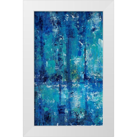 Blue Reflection Triptych I White Modern Wood Framed Art Print by OToole, Tim