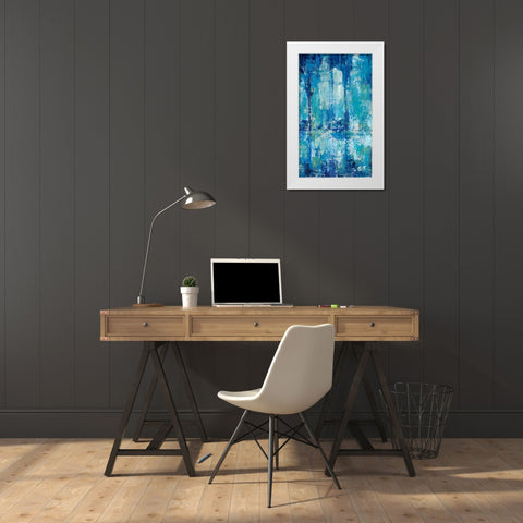 Blue Reflection Triptych II White Modern Wood Framed Art Print by OToole, Tim