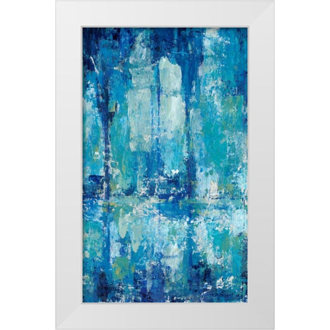 Blue Reflection Triptych II White Modern Wood Framed Art Print by OToole, Tim