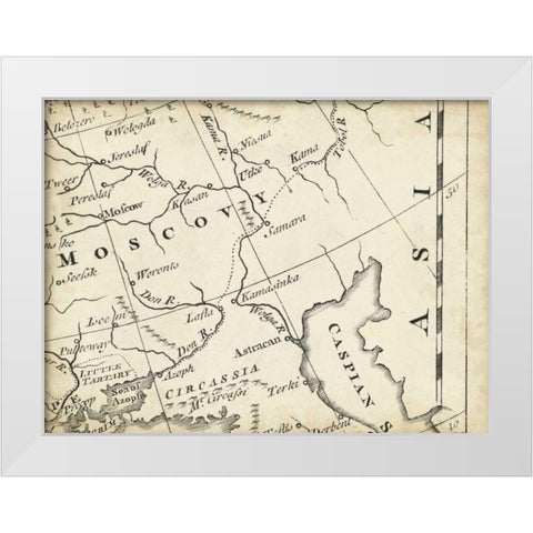 Map of Europe Grid VI White Modern Wood Framed Art Print by Jeffreys, T.