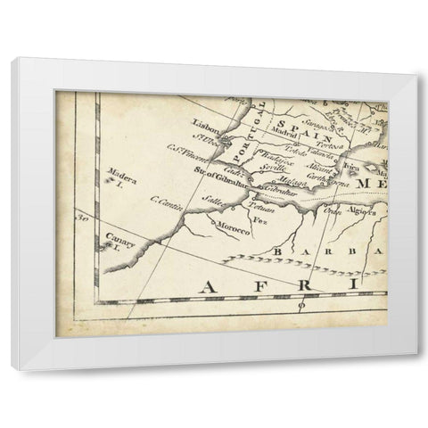 Map of Europe Grid VII White Modern Wood Framed Art Print by Jeffreys, T.