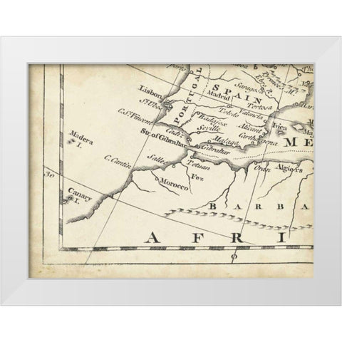Map of Europe Grid VII White Modern Wood Framed Art Print by Jeffreys, T.