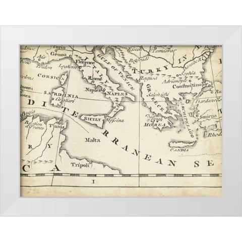 Map of Europe Grid VIII White Modern Wood Framed Art Print by Jeffreys, T.
