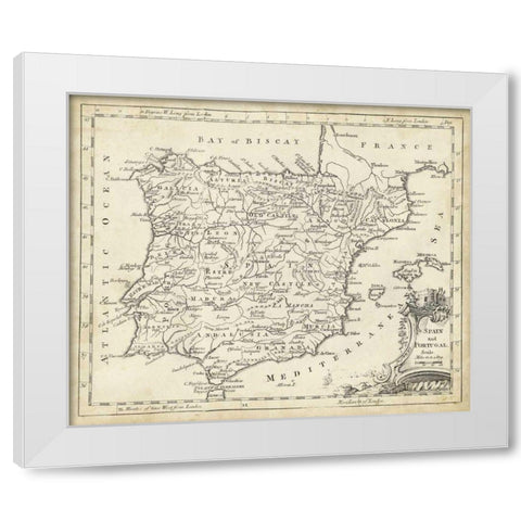 Map of Spain White Modern Wood Framed Art Print by Jeffreys, T.