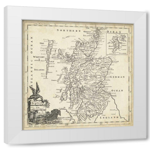 Map of Scotland White Modern Wood Framed Art Print by Jeffreys, T.