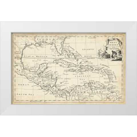 Map of West Indies White Modern Wood Framed Art Print by Jeffreys, T.