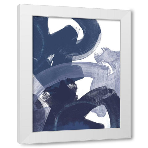 Blue on Blue I White Modern Wood Framed Art Print by Vess, June Erica