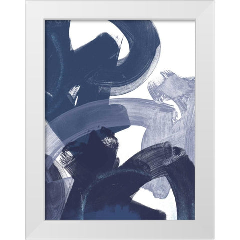 Blue on Blue I White Modern Wood Framed Art Print by Vess, June Erica