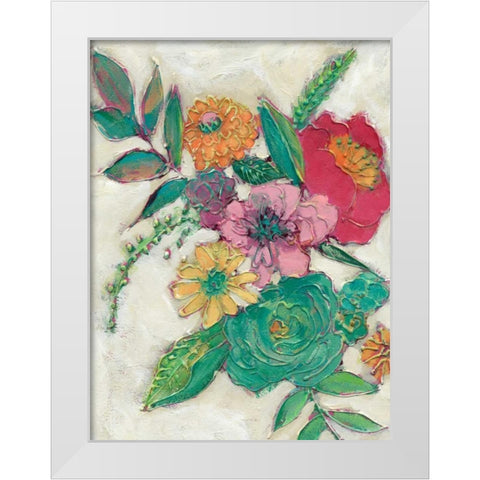 Olives Flowers I White Modern Wood Framed Art Print by Zarris, Chariklia