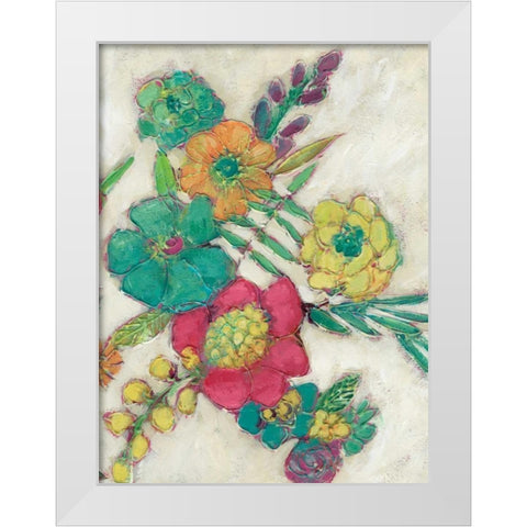 Olives Flowers II White Modern Wood Framed Art Print by Zarris, Chariklia