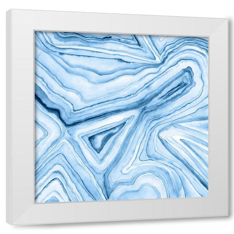 Indigo Agate Abstract  I White Modern Wood Framed Art Print by Meagher, Megan