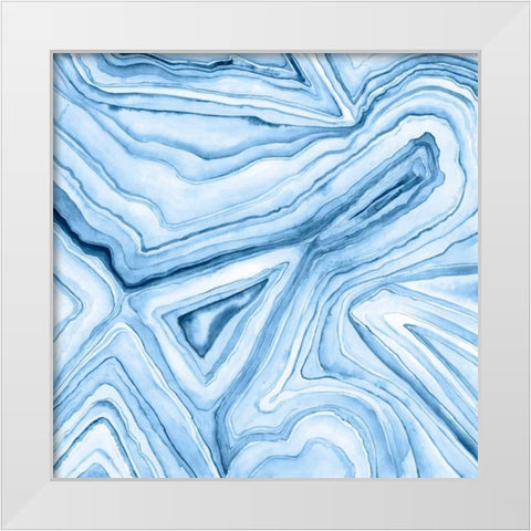 Indigo Agate Abstract  I White Modern Wood Framed Art Print by Meagher, Megan