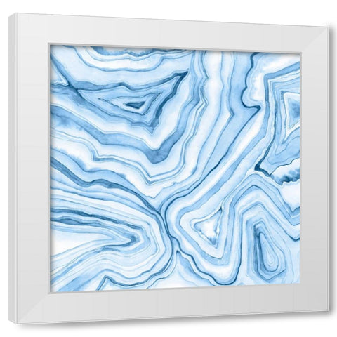 Indigo Agate Abstract  II White Modern Wood Framed Art Print by Meagher, Megan