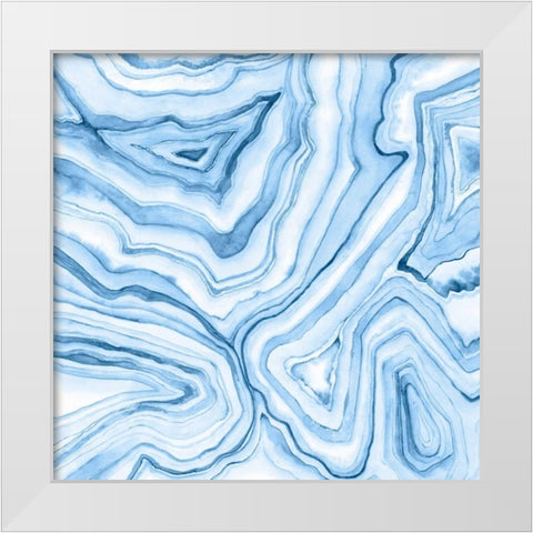 Indigo Agate Abstract  II White Modern Wood Framed Art Print by Meagher, Megan