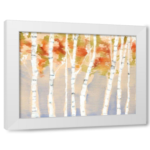 Swaying Birches II White Modern Wood Framed Art Print by Goldberger, Jennifer