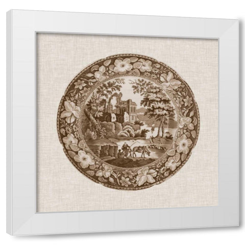 Sepia Transferware I White Modern Wood Framed Art Print by Vision Studio