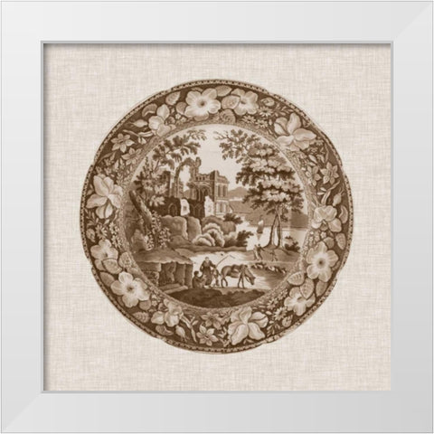 Sepia Transferware I White Modern Wood Framed Art Print by Vision Studio