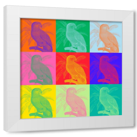 Parrot Party I White Modern Wood Framed Art Print by Fagalde, Jarman
