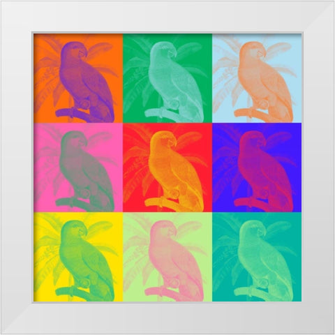 Parrot Party I White Modern Wood Framed Art Print by Fagalde, Jarman