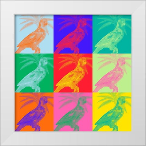 Parrot Party II White Modern Wood Framed Art Print by Fagalde, Jarman