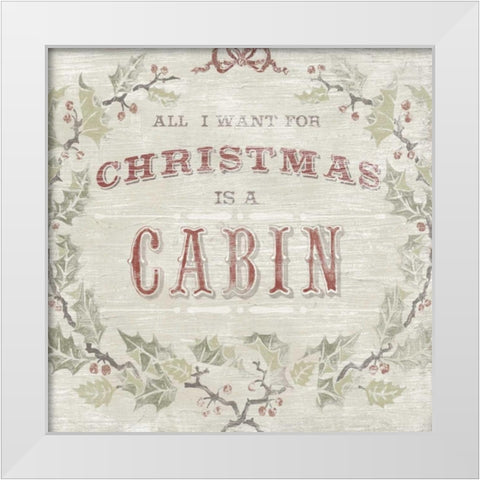 Cabin Christmas IV White Modern Wood Framed Art Print by Vess, June Erica