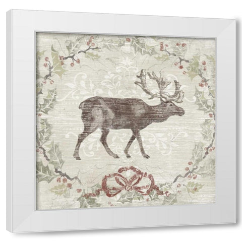 Cabin Christmas V White Modern Wood Framed Art Print by Vess, June Erica