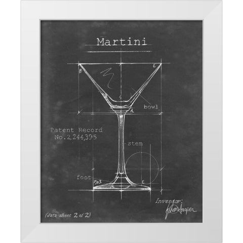 Barware Blueprint V White Modern Wood Framed Art Print by Harper, Ethan