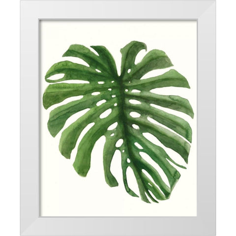 Tropical Breeze Leaves I White Modern Wood Framed Art Print by McCavitt, Naomi