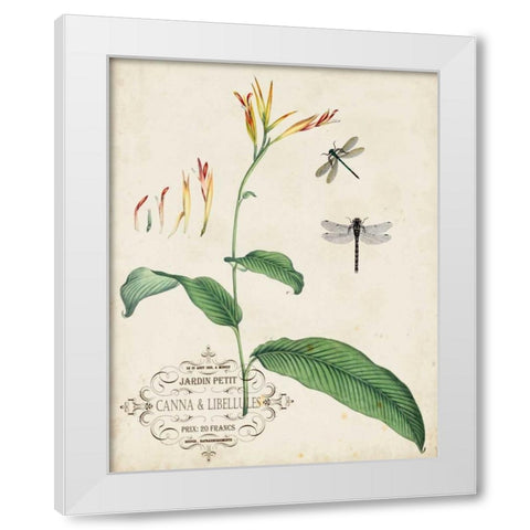 Canna and Dragonflies I White Modern Wood Framed Art Print by Vision Studio