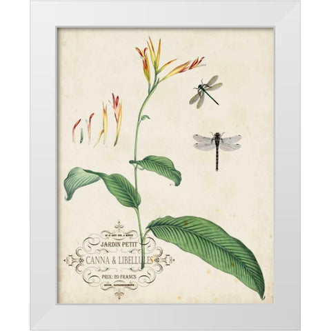 Canna and Dragonflies I White Modern Wood Framed Art Print by Vision Studio