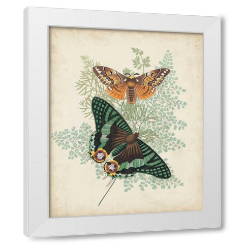 Butterflies and Ferns I White Modern Wood Framed Art Print by Vision Studio