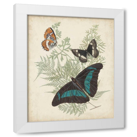 Butterflies and Ferns II White Modern Wood Framed Art Print by Vision Studio