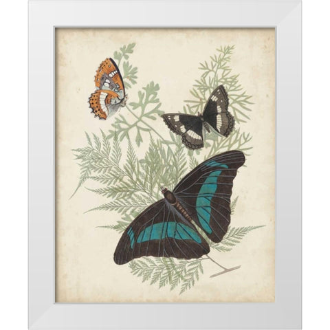 Butterflies and Ferns II White Modern Wood Framed Art Print by Vision Studio