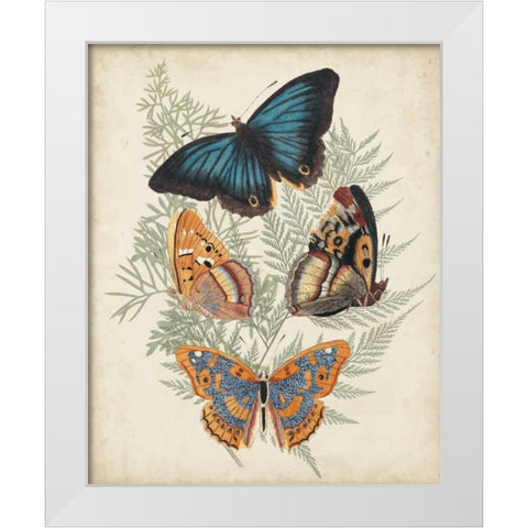 Butterflies and Ferns V White Modern Wood Framed Art Print by Vision Studio