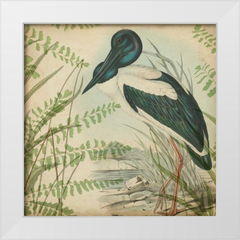 Heron and Ferns I White Modern Wood Framed Art Print by Vision Studio