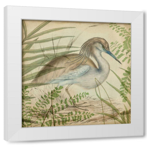 Heron and Ferns II White Modern Wood Framed Art Print by Vision Studio