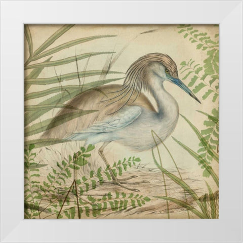 Heron and Ferns II White Modern Wood Framed Art Print by Vision Studio